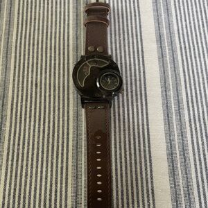 Men's Brown Leather Strap Watch